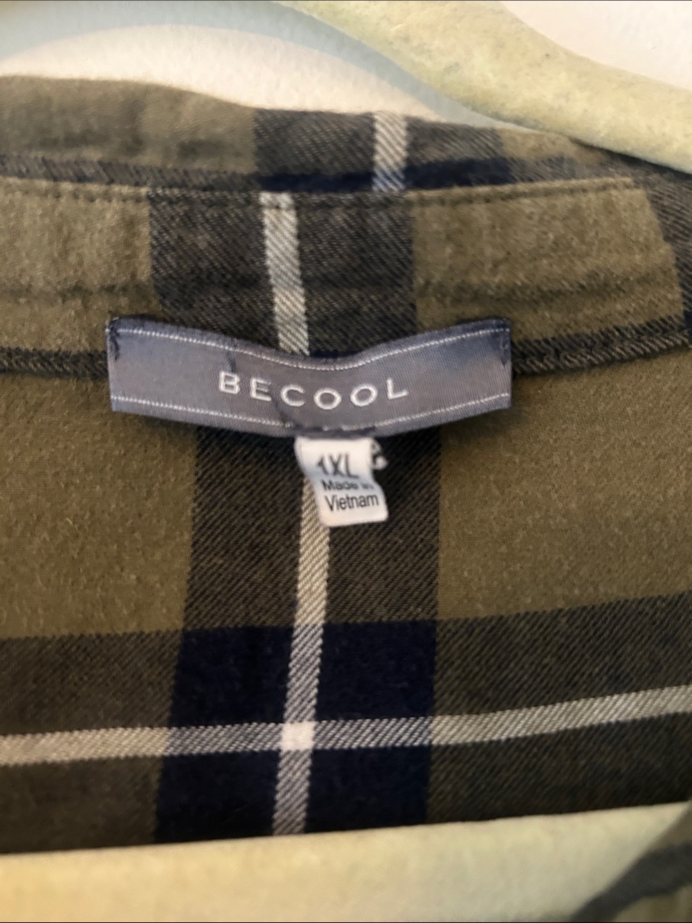 BE COOL Olive Green Plaid Button-Down Shirt - Picture 2 of 3